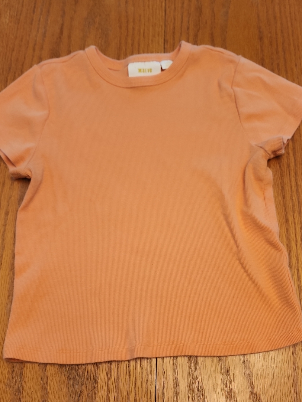 Anthropologie Women's Orange Short Sleeve Cropped Ribbed Tee - Picture 13 of 16